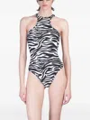 Attico Zebra Printed One Piece Swimsuit