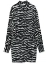 Attico Silvye Printed Satin Mini Shirt Dress In 黑色