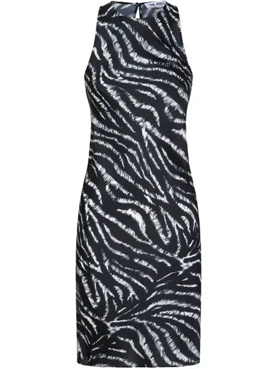 Attico Zebra-print Mini Dress In Black