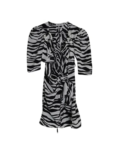 Attico Zebra-print Mini Dress In Multicolor Polyester