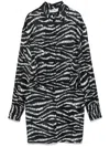Attico Silvye Printed Satin Mini Shirt Dress In Schwarz