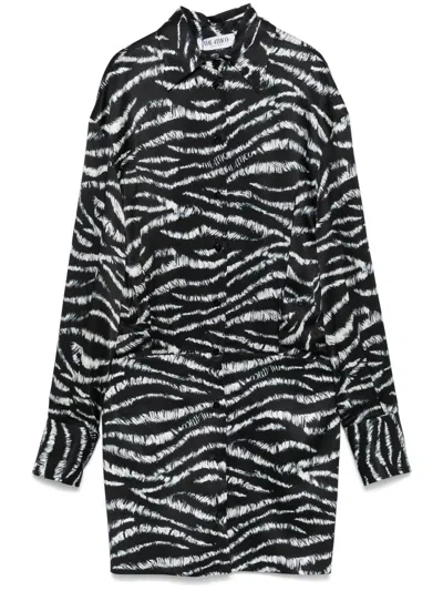 ATTICO BLACK ZEBRA-PRINT DRESS