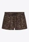 Attico Zebra Print Mini Shorts In Brown