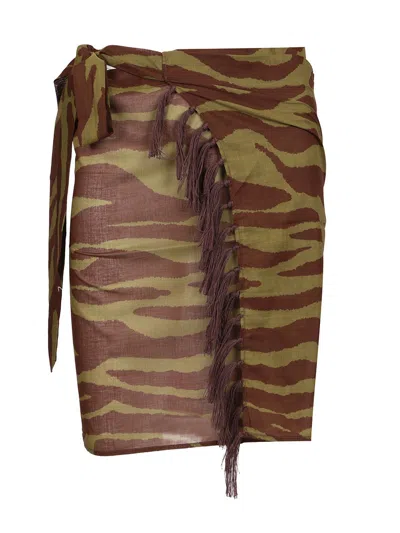 Attico Zebra Print Pareo Skirts Brown