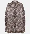 Attico Zebra-print Puff-sleeve Oversized Shirt In Cappuccino/black