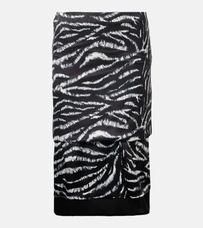 ATTICO ZEBRA-PRINT SATIN MIDI SKIRT