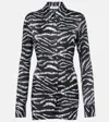 Attico Zebra-print Satin Shirt In Black