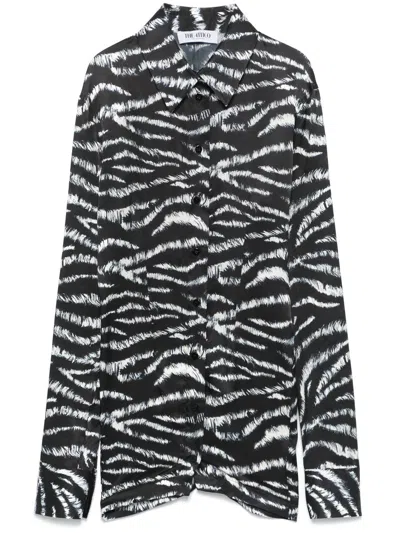 Attico Zebra-print Shirt In Black