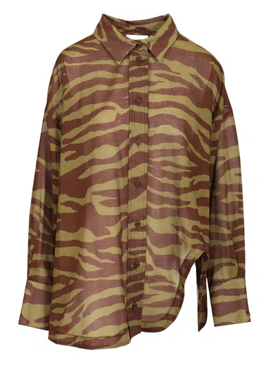 Attico Zebra Print Shirt Shirts Brown
