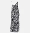 Attico Zebra Print Spaghetti Strap Beach Dress In White/black