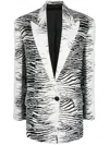 Attico Glen Single-breasted Animal-print Blazer In White