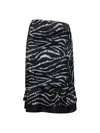 Attico Zebra Print Stretch Silk Blend Satin Midi Skirt