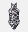 Attico Zebra Printed One Piece Swimsuit