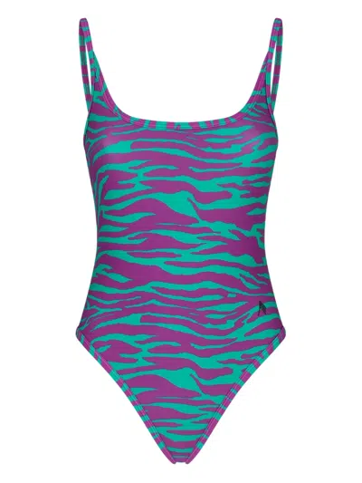 Attico Zebra-print Swimsuit In Multi
