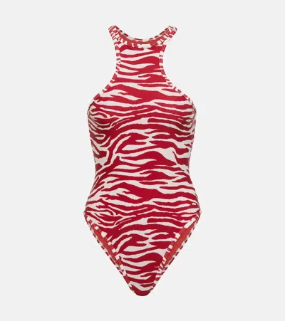 Attico Zebra-print Swimsuit In Rosso