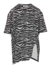 Attico Asymmetric Zebra Print Crewneck Top In Black
