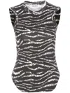 Attico Zebra Print Form-fitting Sleeveless Tank Top In Black