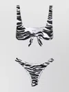 Attico Zebra Print Two Piece Bikini In Black