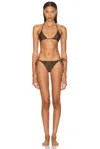 Attico Zebra Printed Bikini Set In Brown
