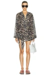 Attico Kleid Mit Zebra-print In Cappuccino & Black