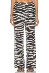 Attico White And Black Long Pant In Animal Print