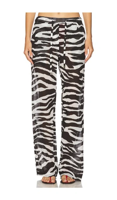Attico White And Black Long Pant In Animal Print