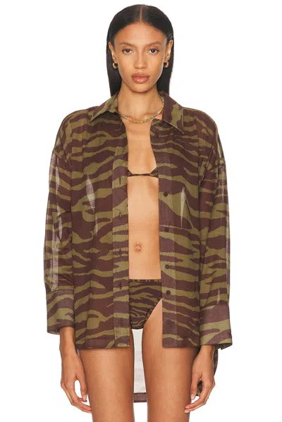 Attico Zebra Printed Shirt In Green