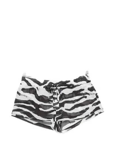 Attico Zebra-pattern Drawstring Shorts In Black