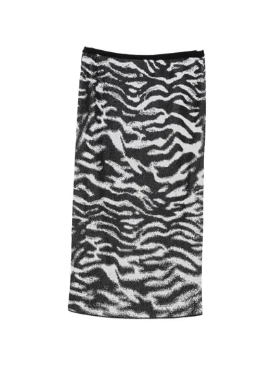 Attico Zebra-pattern Jacquard-knit Skirt In Black