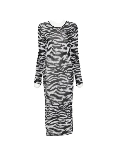 Attico Zebra-print Backless Midi Dress In Black