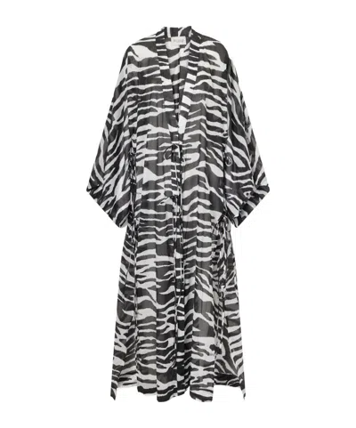 Attico Zebra-print Cotton Kaftan In Black