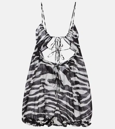 Attico Zebra-print Cotton Muslin Romper In White