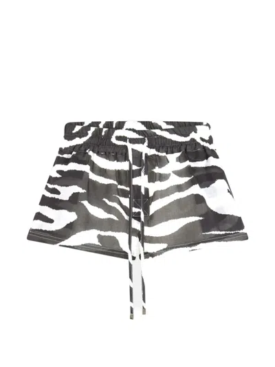 Attico Zebra-print Drawstring Shorts In Animal Print