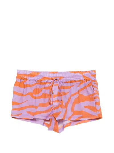 Attico Zebra-print Drawstring Shorts In Purple