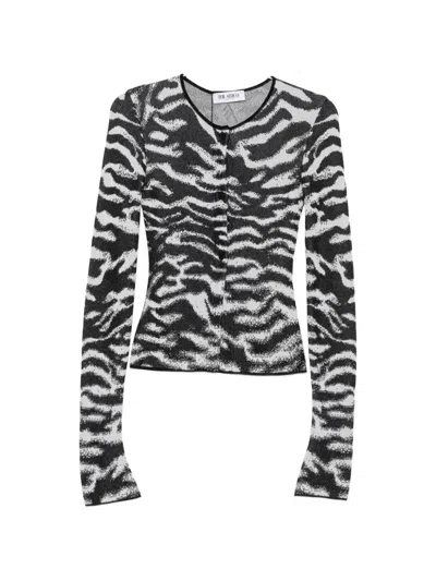 Attico Zebra-print Long-sleeve Cardigan In Black
