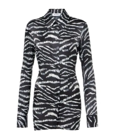 Attico Zebra-print Satin Shirt In Black