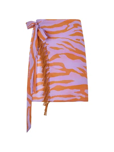 Attico Zebra-print Tassel-trimmed Mini Skirt In Multi