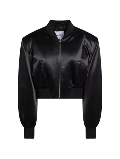 Attico Zip Bomber Jacket In Black