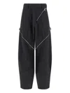 Attico Womens Dark Grey Zip-fastening Balloon-leg Cotton-blend Trousers In Blue