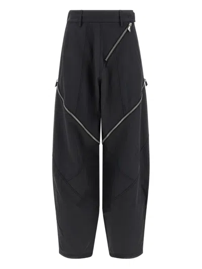 Attico Zip-details Tapered Trousers In Black