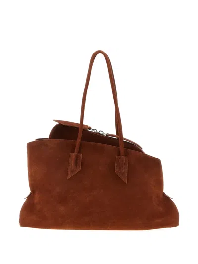 Attico La Passeggiata Brown Shoulder Bag With Two Top Handles In Leather Suede Woman
