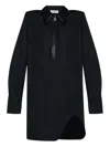Attico Zip-front High-neck Dress In Black