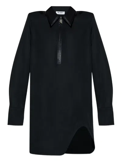 Attico Zip-front High-neck Dress In Black