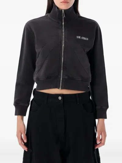 ATTICO ZIP-FRONT PANELLED FLEECE TOP
