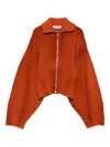 Attico Zip-front Ribbed Cardigan In Red