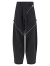 Attico Womens Dark Grey Zip-fastening Balloon-leg Cotton-blend Trousers In Blue