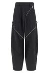 Attico Womens Dark Grey Zip-fastening Balloon-leg Cotton-blend Trousers In Blue