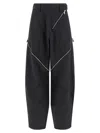 Attico Womens Dark Grey Zip-fastening Balloon-leg Cotton-blend Trousers In Blue