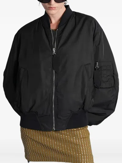 Attico Zip Pocket Bomber Jacket In Black