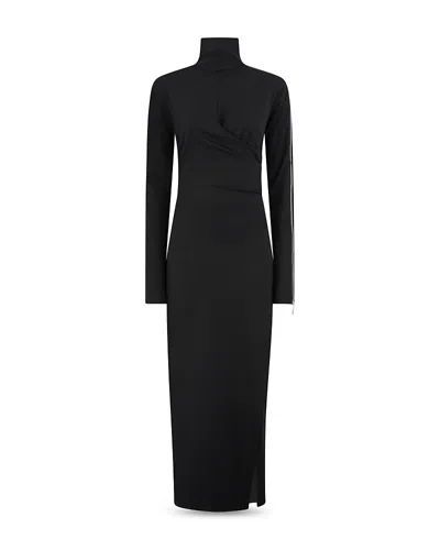 Attico Zip Sleeve Midi Dress In Black